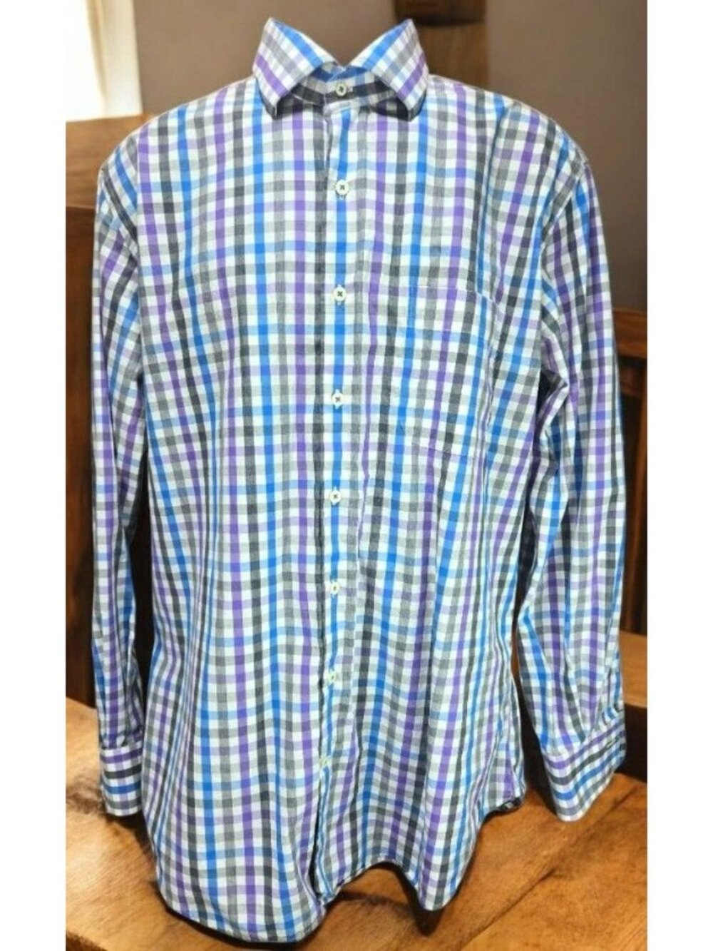 Peter Millar Mens Multicolor Check Shirt Size Large